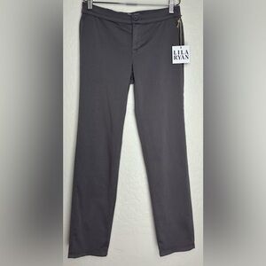 NEW Lila Ryan The Zuri Tapered Trouser Steel Grey Mid Rise Stretch Sz 0 0722